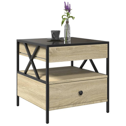 Salongbord Sofabord Sonoma Eik med Infinity LED 50x50x51 cm