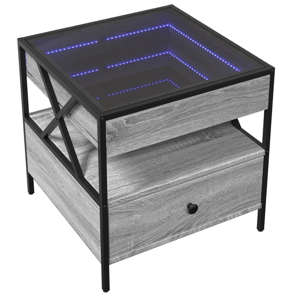 Salongbord Sofabord Sonoma Grå med Infinity LED 50x50x51 cm