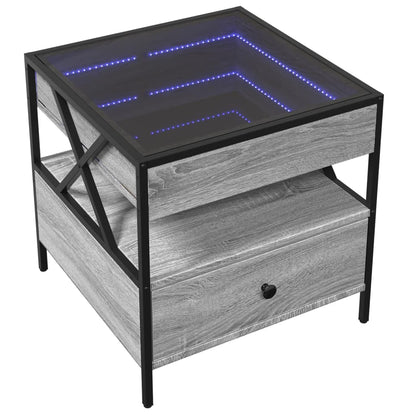 Salongbord Sofabord Sonoma Grå med Infinity LED 50x50x51 cm