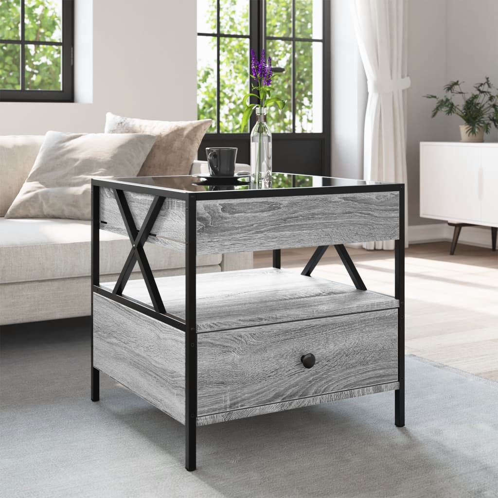 Salongbord Sofabord Sonoma Grå med Infinity LED 50x50x51 cm