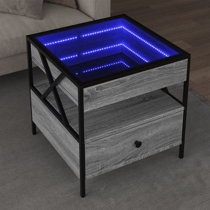 Salongbord Sofabord Sonoma Grå med Infinity LED 50x50x51 cm