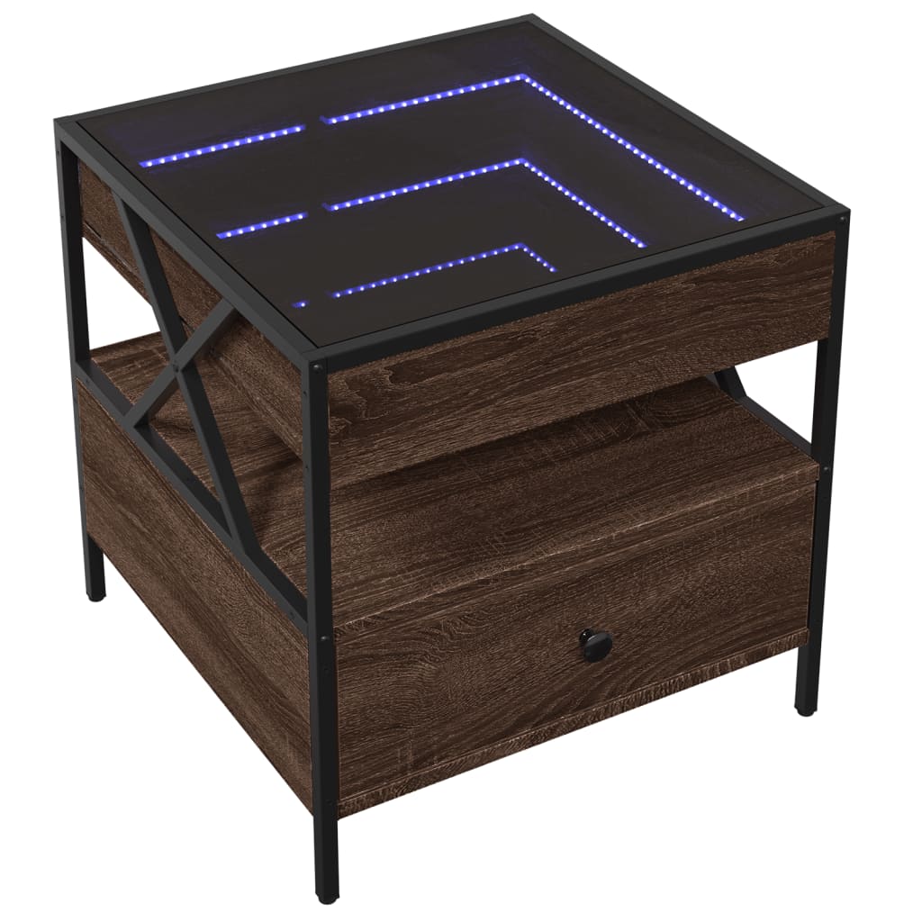 Salongbord Sofabord Brun Eik med Infinity LED 50x50x51 cm