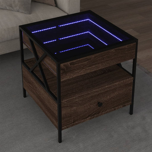 Salongbord Sofabord Brun Eik med Infinity LED 50x50x51 cm