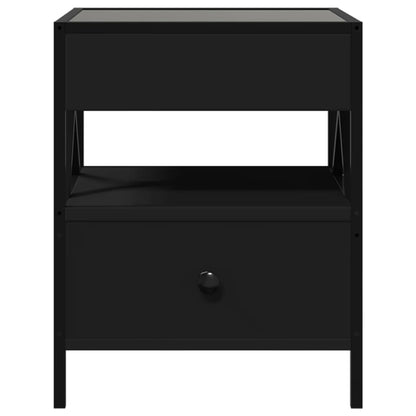 Nattbord Sengbord Svart med Infinity LED 40x40x51 cm