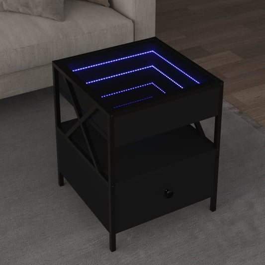 Salongbord Sofabord Svart med Infinity LED 40x40x51 cm
