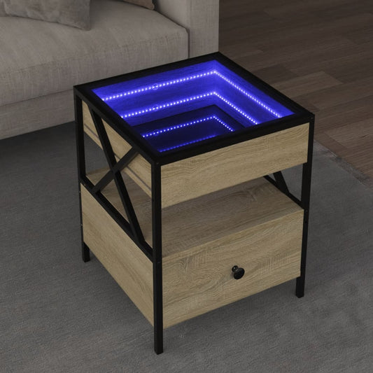 Nattbord Sengbord Sonoma Eik med Infinity LED 40x40x51 cm