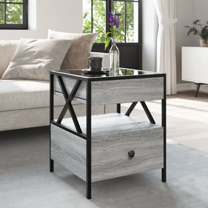 Nattbord Sengbord Sonoma Grå med Infinity LED 40x40x51 cm