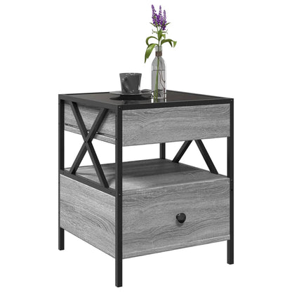 Nattbord Sengbord Sonoma Grå med Infinity LED 40x40x51 cm