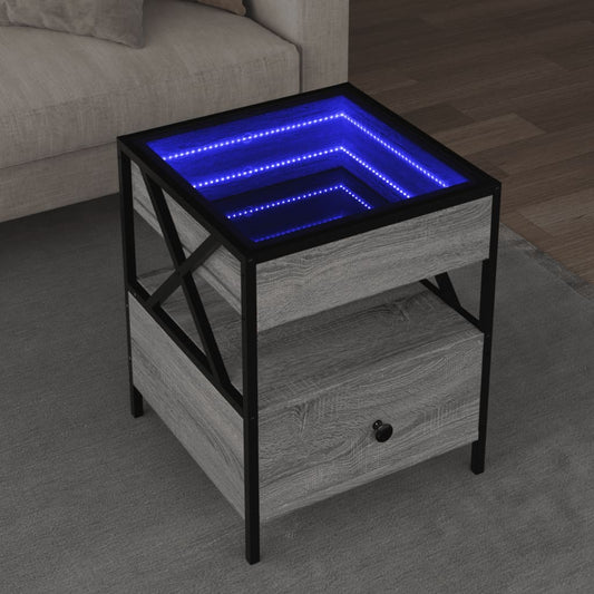 Nattbord Sengbord Sonoma Grå med Infinity LED 40x40x51 cm