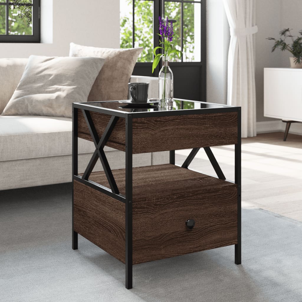 Nattbord Sengbord Brun Eik med Infinity LED 40x40x51 cm