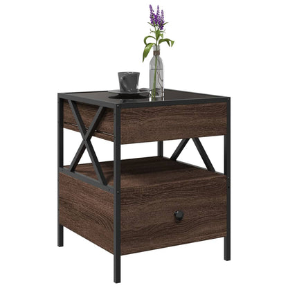 Nattbord Sengbord Brun Eik med Infinity LED 40x40x51 cm
