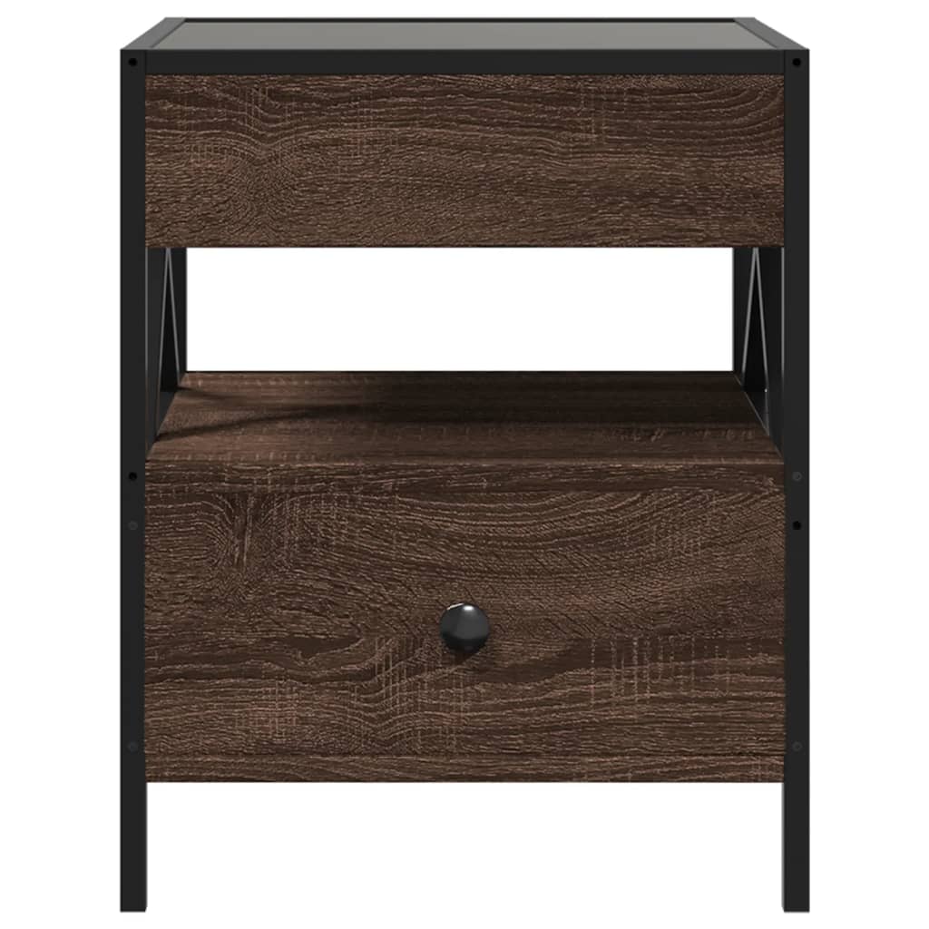 Nattbord Sengbord Brun Eik med Infinity LED 40x40x51 cm