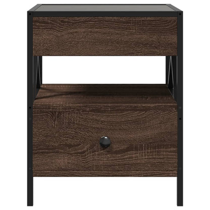 Nattbord Sengbord Brun Eik med Infinity LED 40x40x51 cm