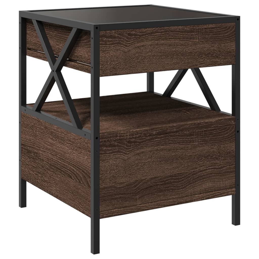 Nattbord Sengbord Brun Eik med Infinity LED 40x40x51 cm