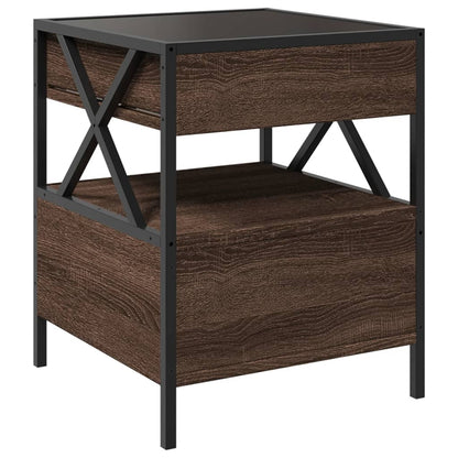 Nattbord Sengbord Brun Eik med Infinity LED 40x40x51 cm