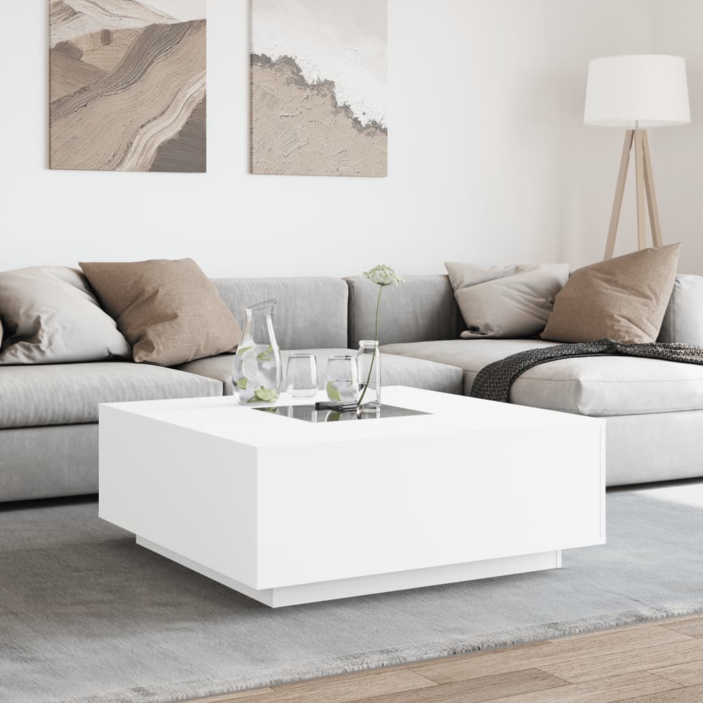 Salongbord Sofabord Hvit med Infinity LED 100x100x40 cm