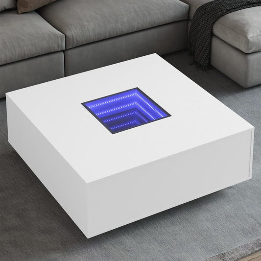 Salongbord Sofabord Hvit med Infinity LED 100x100x40 cm