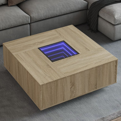 Salongbord Sofabord Sonoma Eik med Infinity LED 100x100x40 cm