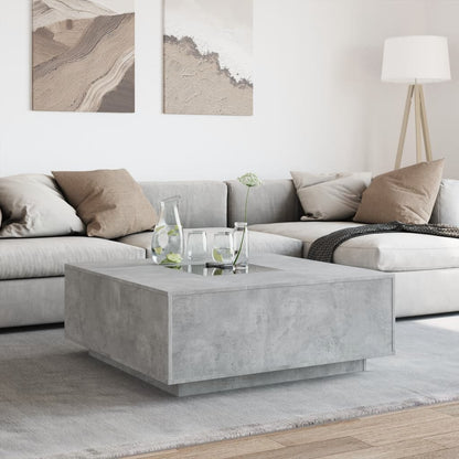 Salongbord Sofabord Betonggrå med Infinity LED 100x100x40 cm