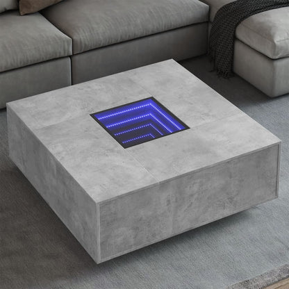 Salongbord Sofabord Betonggrå med Infinity LED 100x100x40 cm