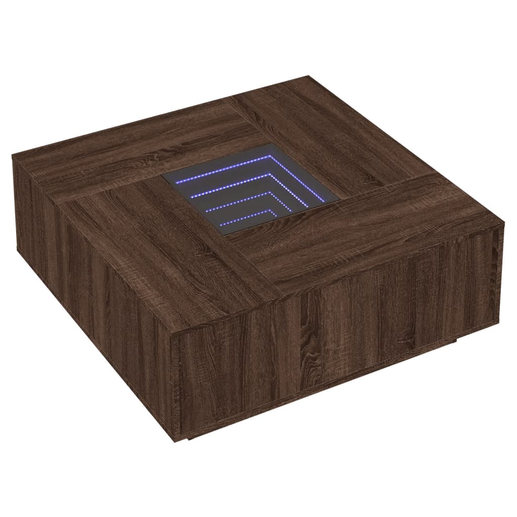 Salongbord Sofabord Brun Eik med Infinity LED 100x100x40 cm
