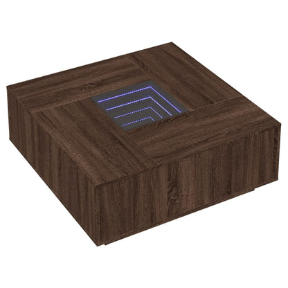 Salongbord Sofabord Brun Eik med Infinity LED 100x100x40 cm
