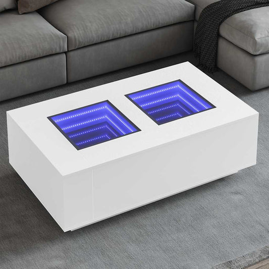 Salongbord Sofabord Hvit med Infinity LED 116x69x40 cm