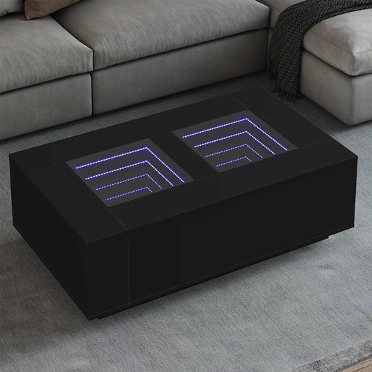 Salongbord Sofabord Svart med Infinity LED 116x69x40 cm