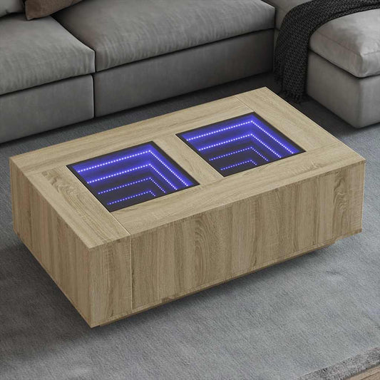 Salongbord Sofabord Sonoma Eik med Infinity LED 116x69x40 cm