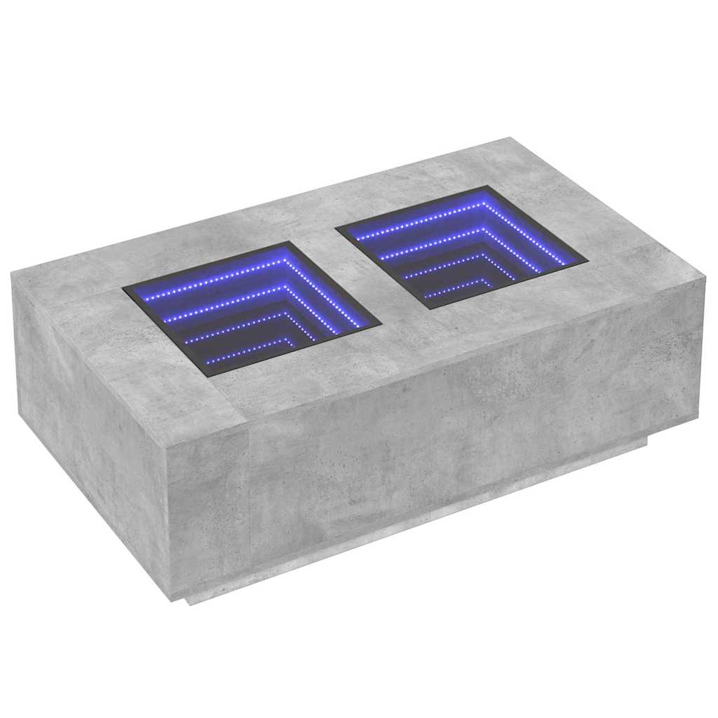 Salongbord Sofabord Betonggrå med Infinity LED 116x69x40 cm