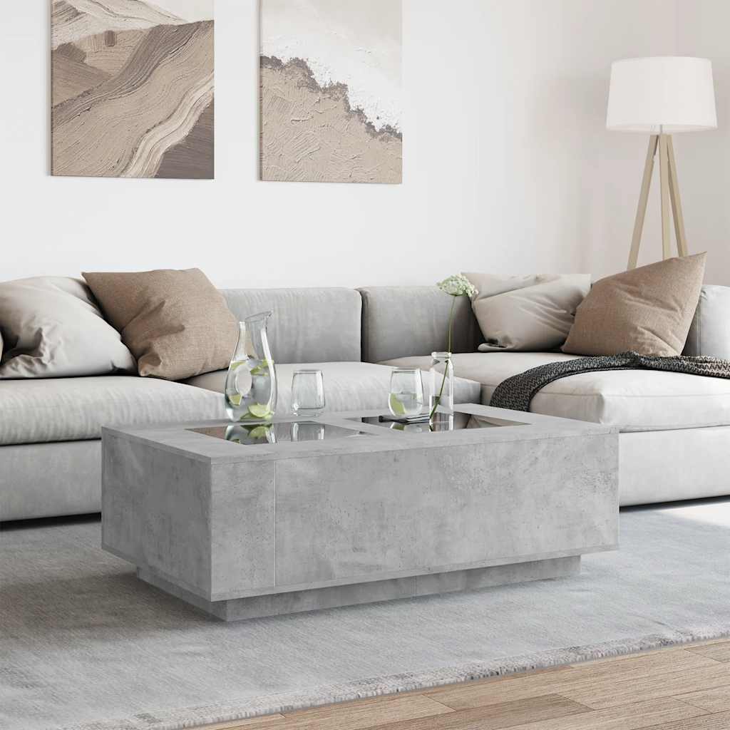 Salongbord Sofabord Betonggrå med Infinity LED 116x69x40 cm