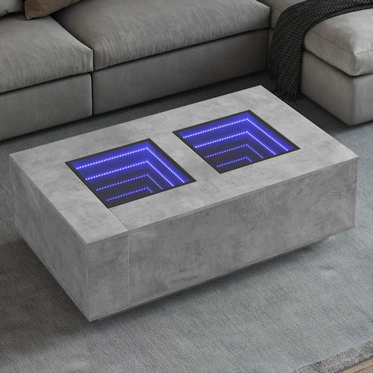 Salongbord Sofabord Betonggrå med Infinity LED 116x69x40 cm