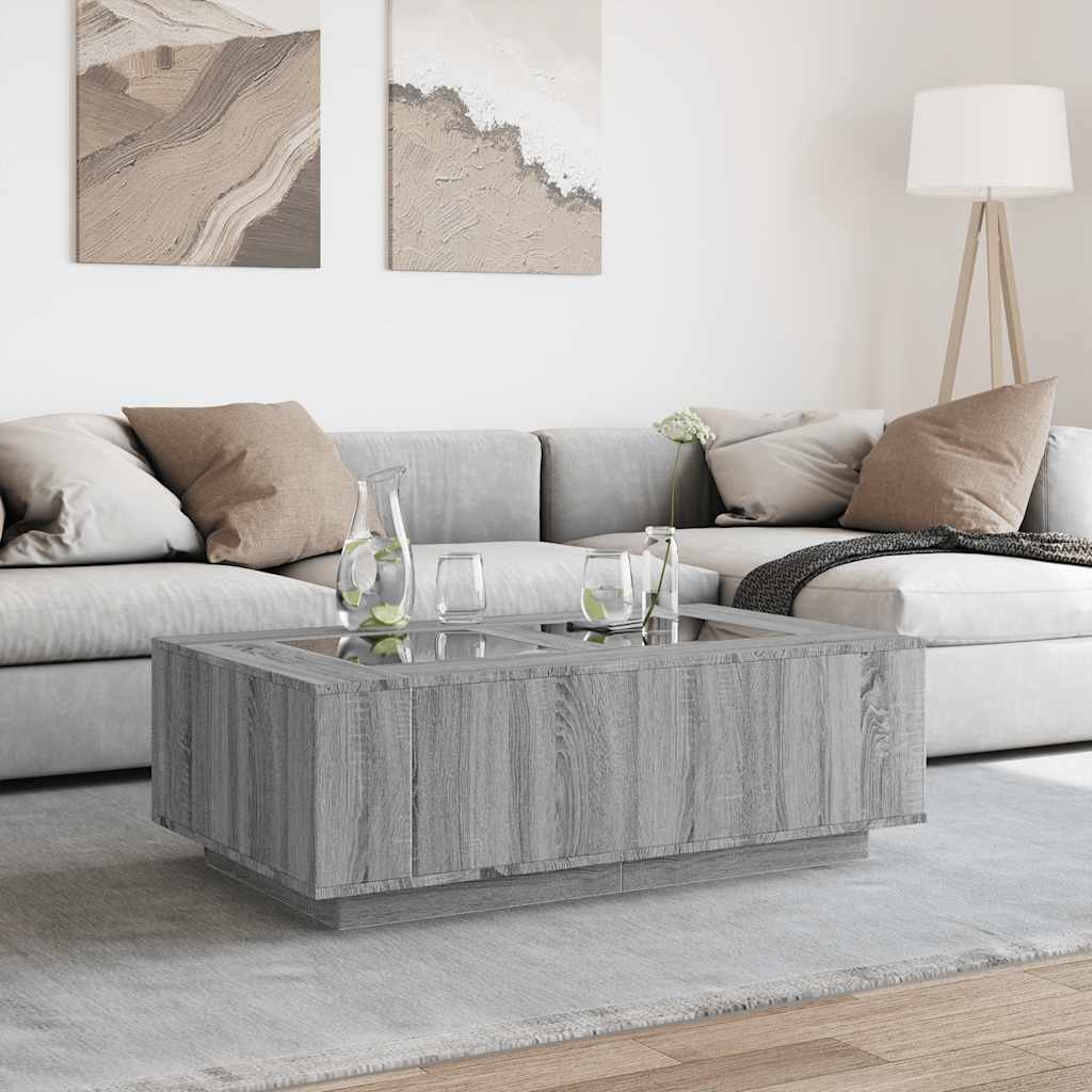 Salongbord Sofabord Sonoma Grå med Infinity LED 116x69x40 cm