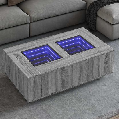 Salongbord Sofabord Sonoma Grå med Infinity LED 116x69x40 cm
