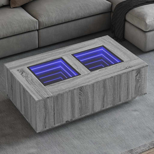 Salongbord Sofabord Sonoma Grå med Infinity LED 116x69x40 cm