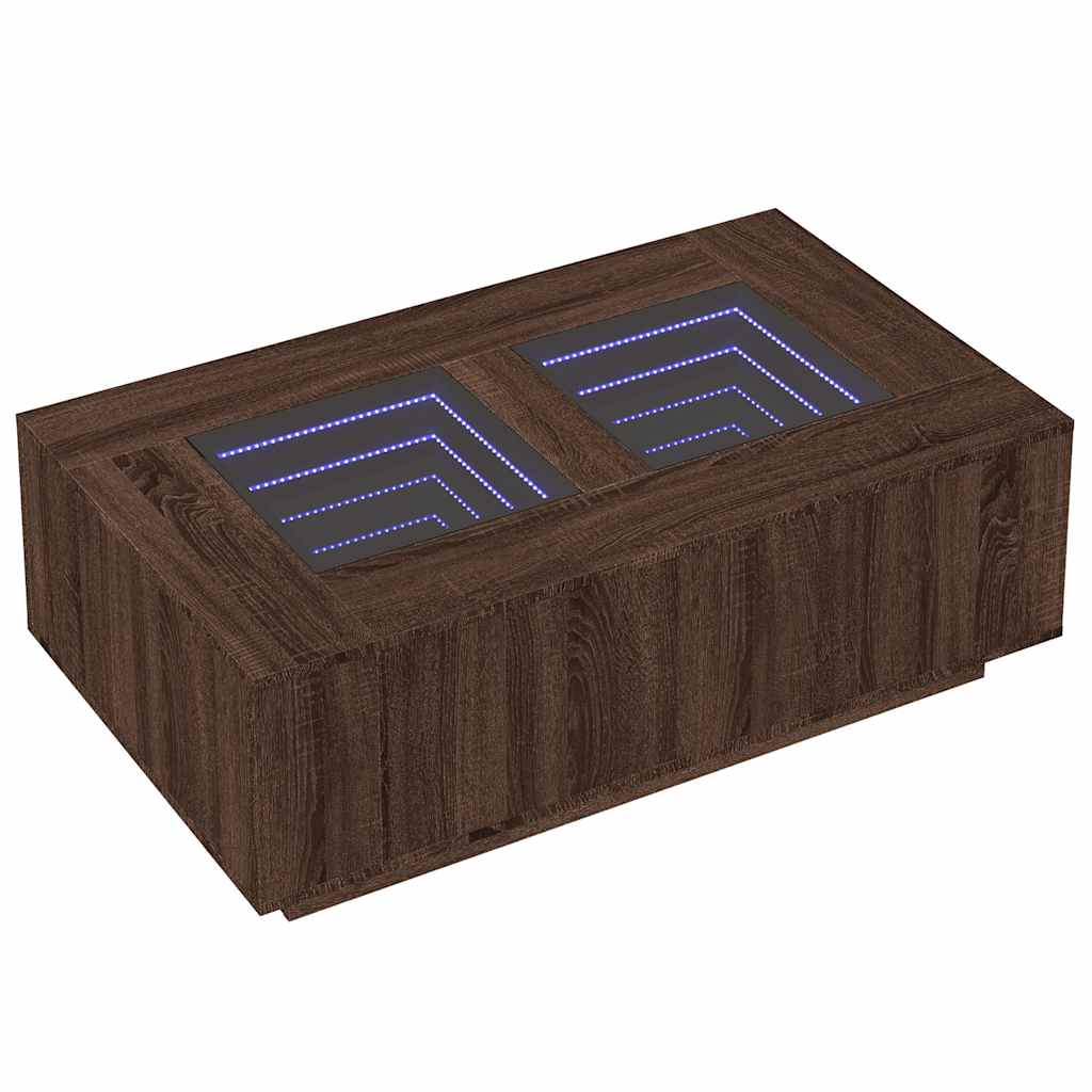 Salongbord Sofabord Brun Eik med Infinity LED 116x69x40 cm