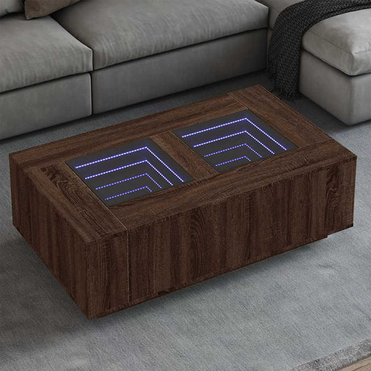 Salongbord Sofabord Brun Eik med Infinity LED 116x69x40 cm