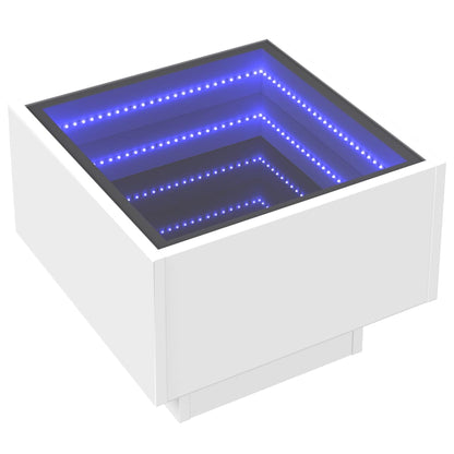 Salongbord Sofabord Hvit med Infinity LED 40x40x30 cm