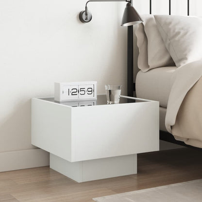 Salongbord Sofabord Hvit med Infinity LED 40x40x30 cm