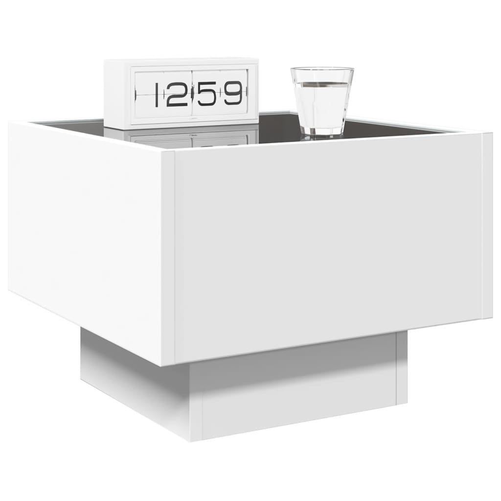 Salongbord Sofabord Hvit med Infinity LED 40x40x30 cm