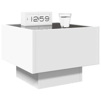 Salongbord Sofabord Hvit med Infinity LED 40x40x30 cm