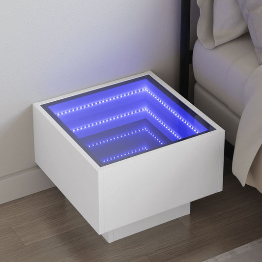 Salongbord Sofabord Hvit med Infinity LED 40x40x30 cm