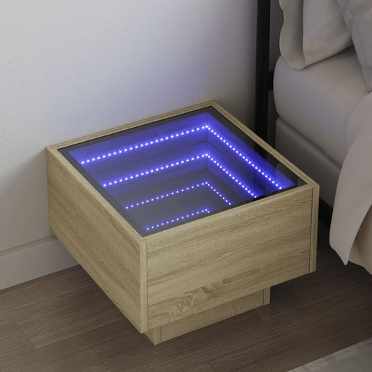 Salongbord Sofabord Sonoma Eik med Infinity LED 40x40x30 cm