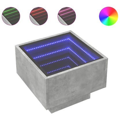 Nattbord Sengbord Betonggrå med Infinity LED 40x40x30 cm