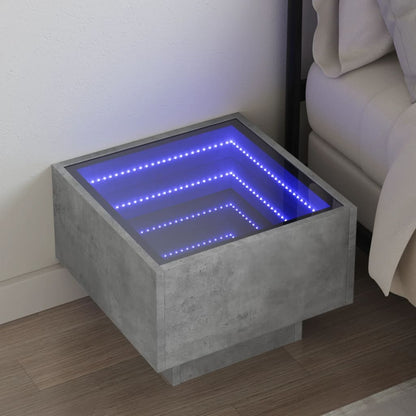 Nattbord Sengbord Betonggrå med Infinity LED 40x40x30 cm