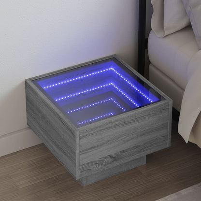 Nattbord Sengbord Sonoma Grå med Infinity LED 40x40x30 cm