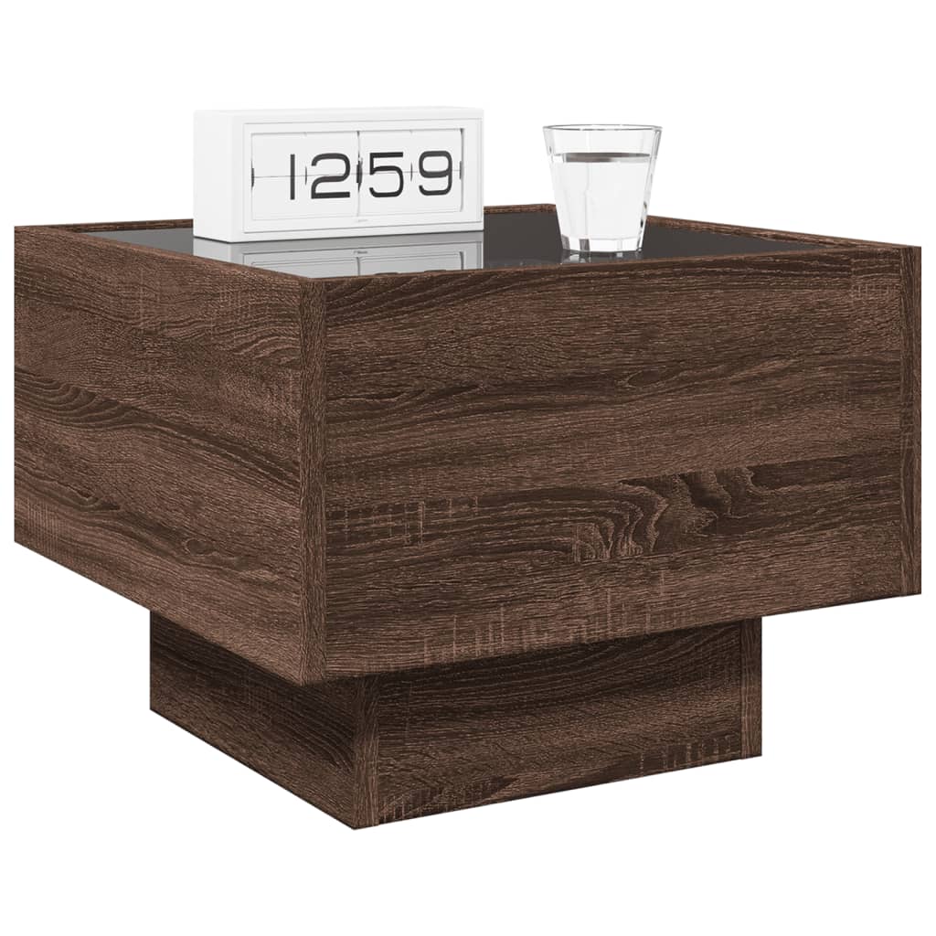 Salongbord Sofabord Brun med Infinity LED 40x40x30 cm
