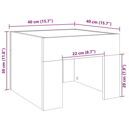 Salongbord Sofabord Hvit med Infinity LED 40x40x30 cm