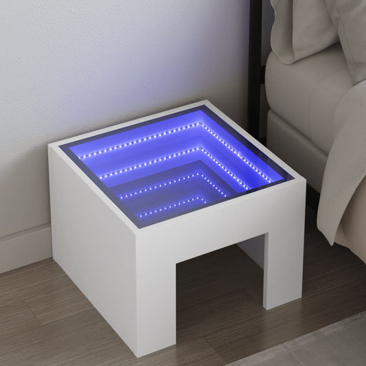 Salongbord Sofabord Hvit med Infinity LED 40x40x30 cm