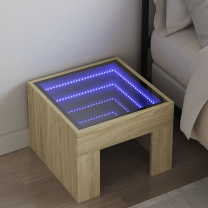 Salongbord Sofabord Sonoma Eik med Infinity LED 40x40x30 cm